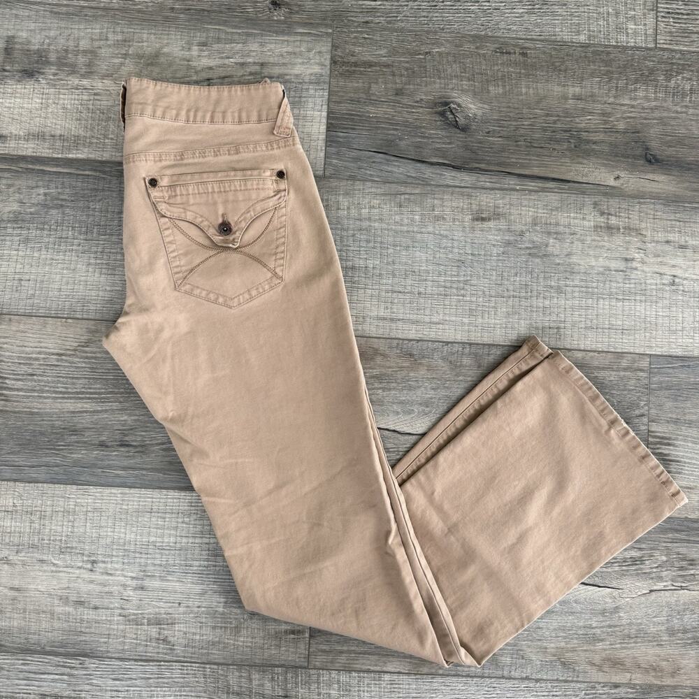 Vtg Y2K Delias Reese Low Rise Boot Cut Jeans Juniors Indie Grunge 7/8 Tan Pants